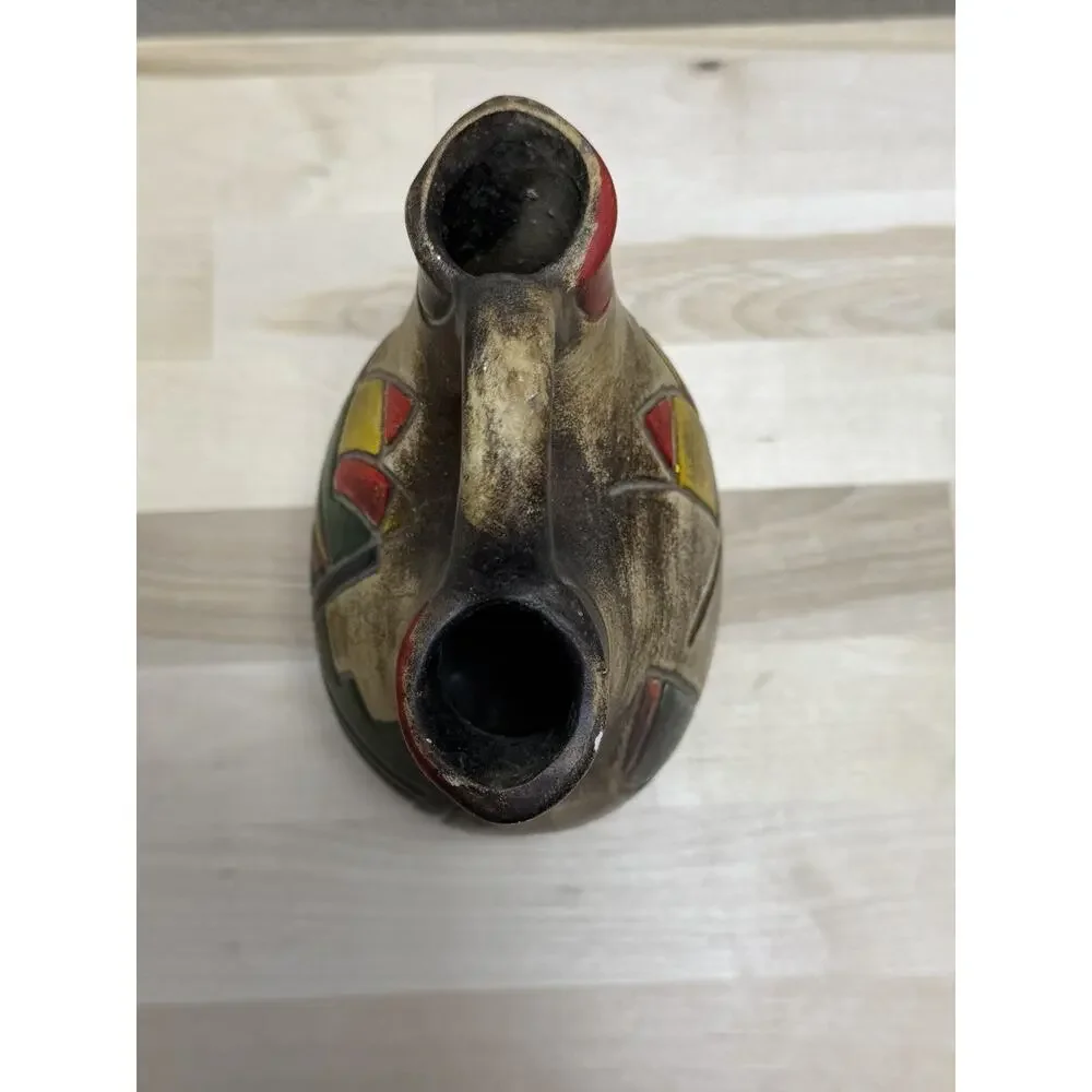 VTG Southwestern Wedding Vase Double Spout Pottery Pitcher Tribal Mid Century‎
